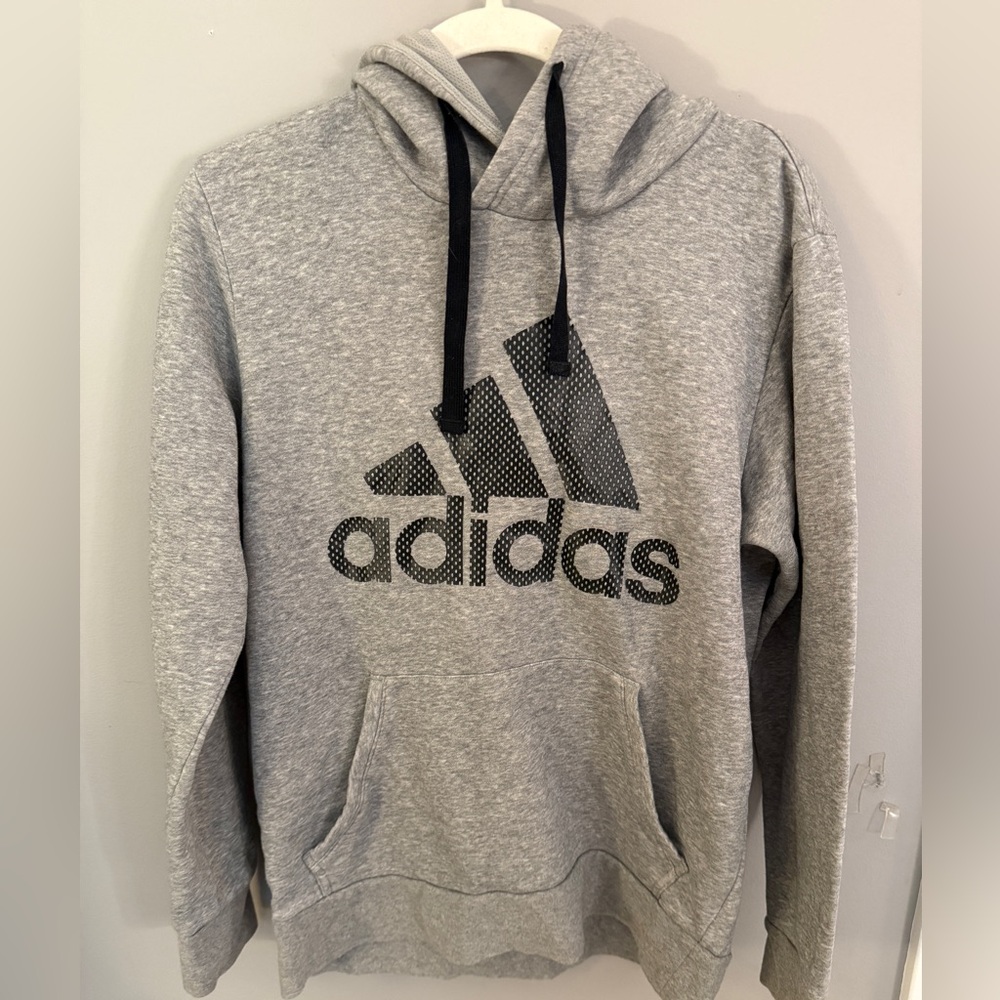Adidas Men's Gray Hoodie with Black Logo